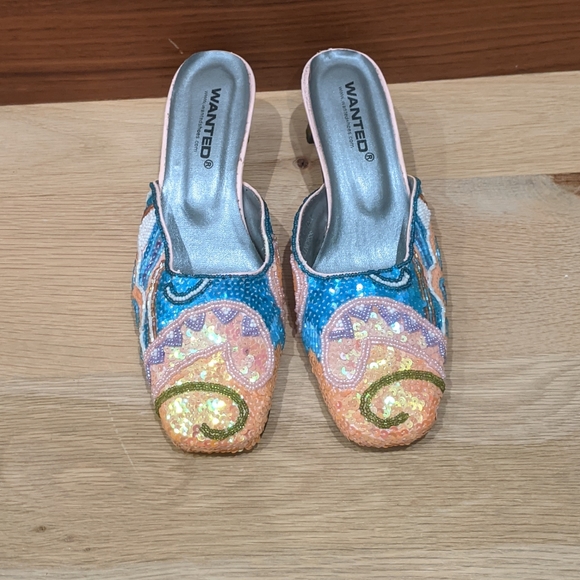 Vintage sequin kitten heel mules - Picture 7 of 12